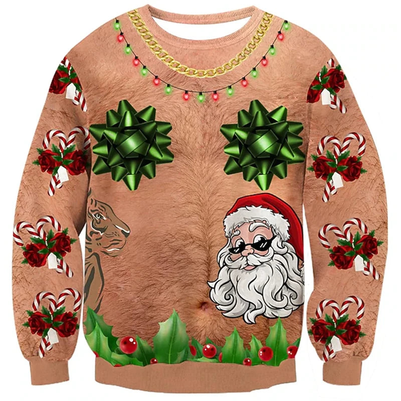 Christmas Costume-Effect Print Crewneck Long-Sleeve Sweatshirt