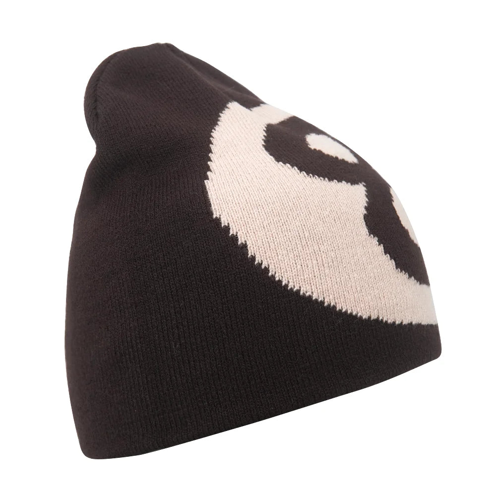 Graphic Knit Beanie with Letter and Pattern Style Options
