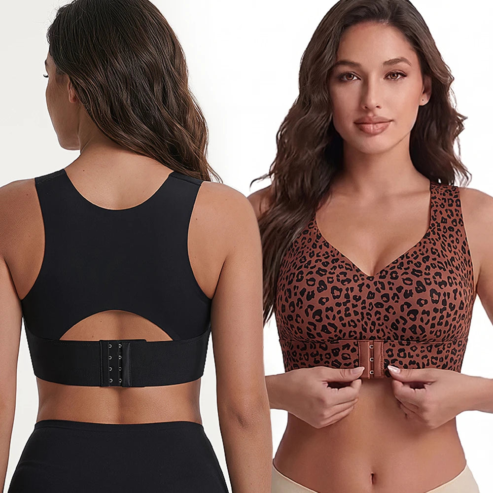 Women's Wide Strap Everyday Bra with Leopard Print Options