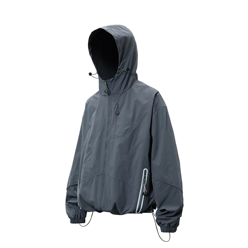 Hooded Lightweight Jacket with Drawstring Hem for Outdoor Everyday Wear
