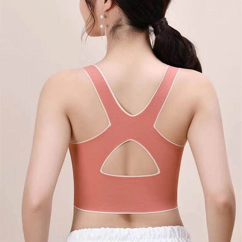 Women's Side Clasp Scoop Neck Cutout Back Sports Bra