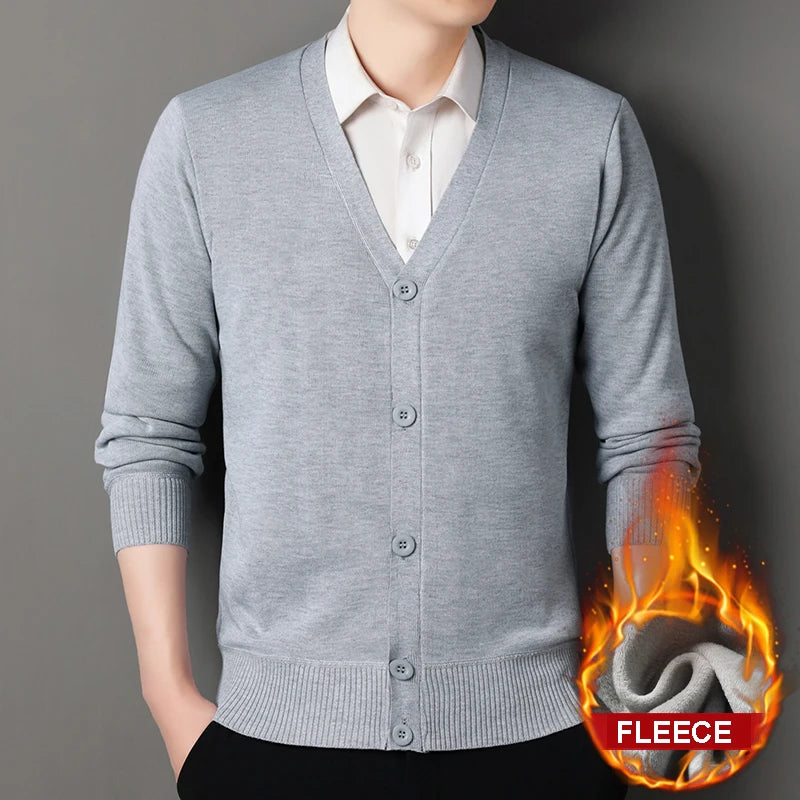Men's V Neck Button Front Knit Cardigan