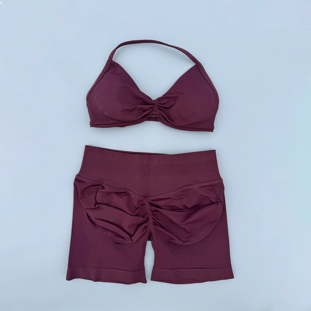 Women's Twist Front Bra And Shorts Yoga Set