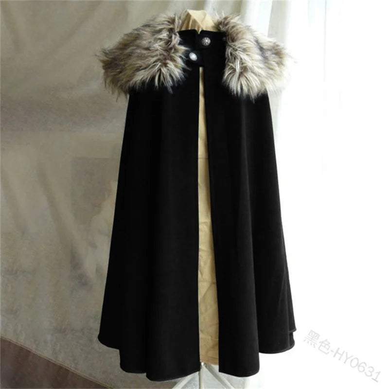 Long Plush Collar Cape for Layering over Outfits