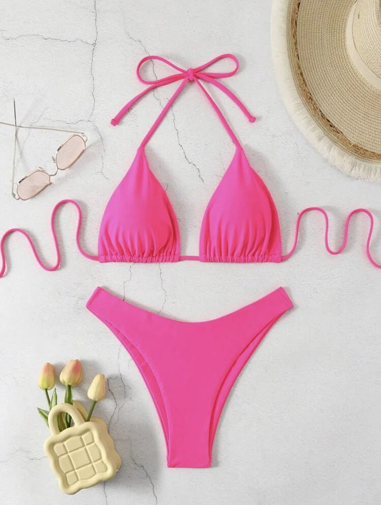 Solid Halter Tie Bikini