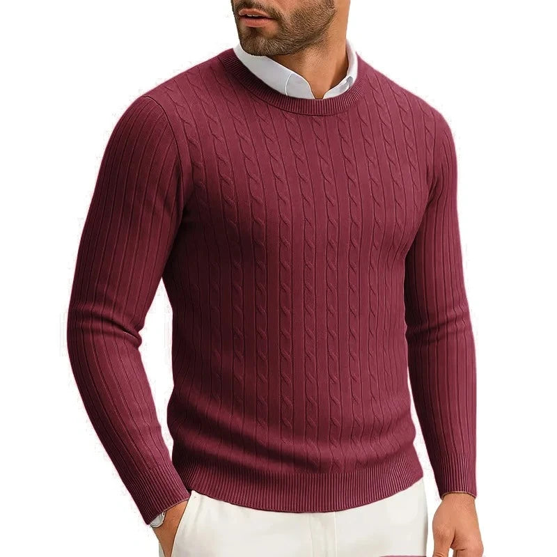 Men's Ribbed Crew Neck Long Sleeve Sweater