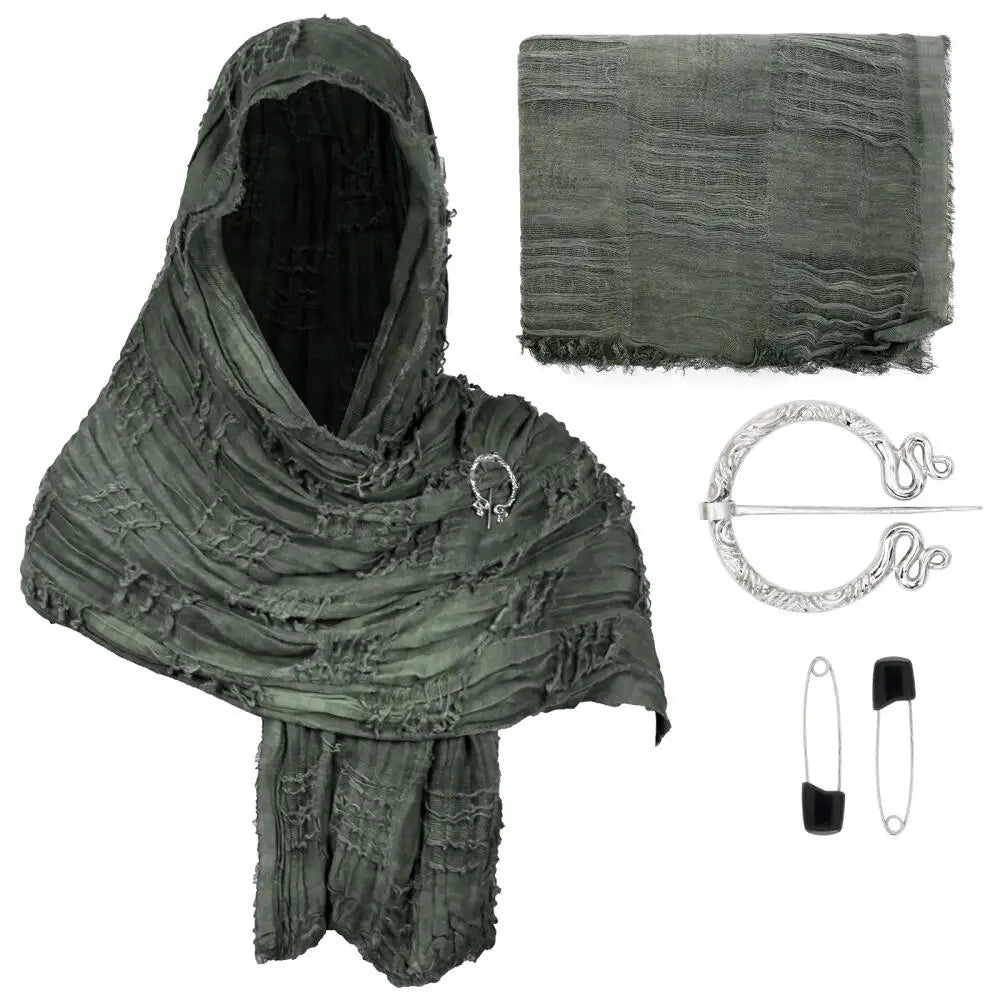 Hooded Textured Draped Cowl Scarf for Layering over Outfits