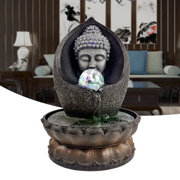 Tabletop Water Fountain Meditation Fountain Waterfall with LED Light Ball Indoor Tabletop Water Fountain Meditation Indoor Fount