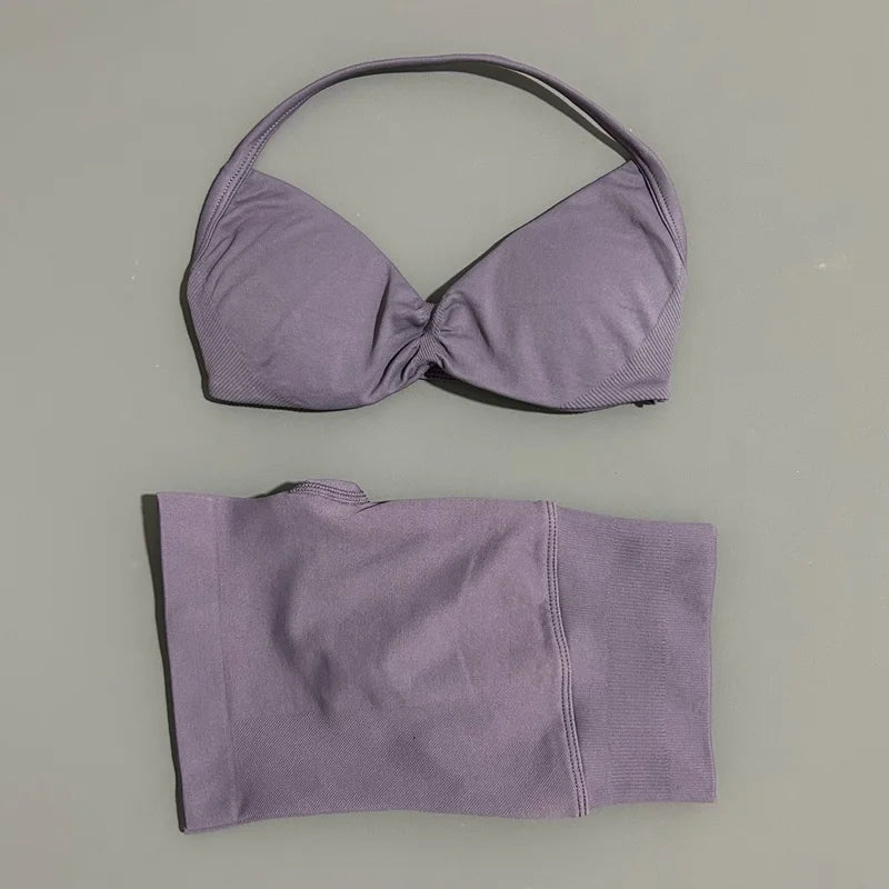 Women's Twist Front Bra And Shorts Yoga Set