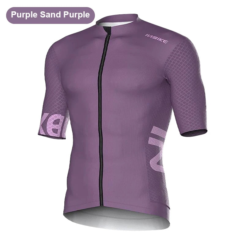 Men's Short Sleeve Full-Zip Cycling Jersey with Mesh Sleeve Panels