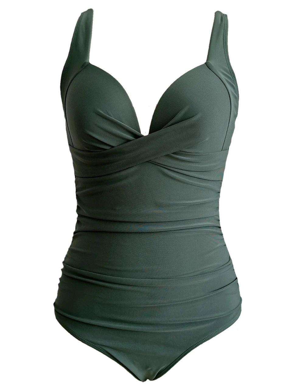 Ruched Solid One-Piece Swimsuit