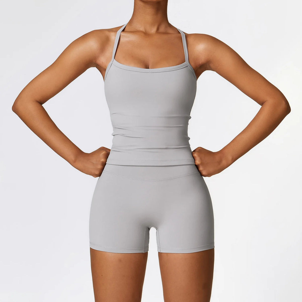Women's Halter Or Long Sleeve Top And Bottoms Yoga Set