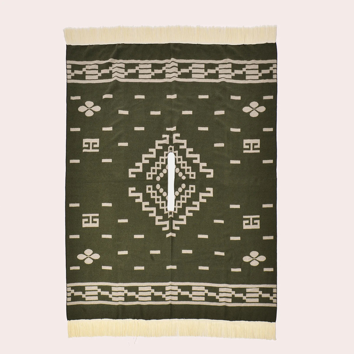 Geometric Pattern Fringe Poncho for Layering over Outfits