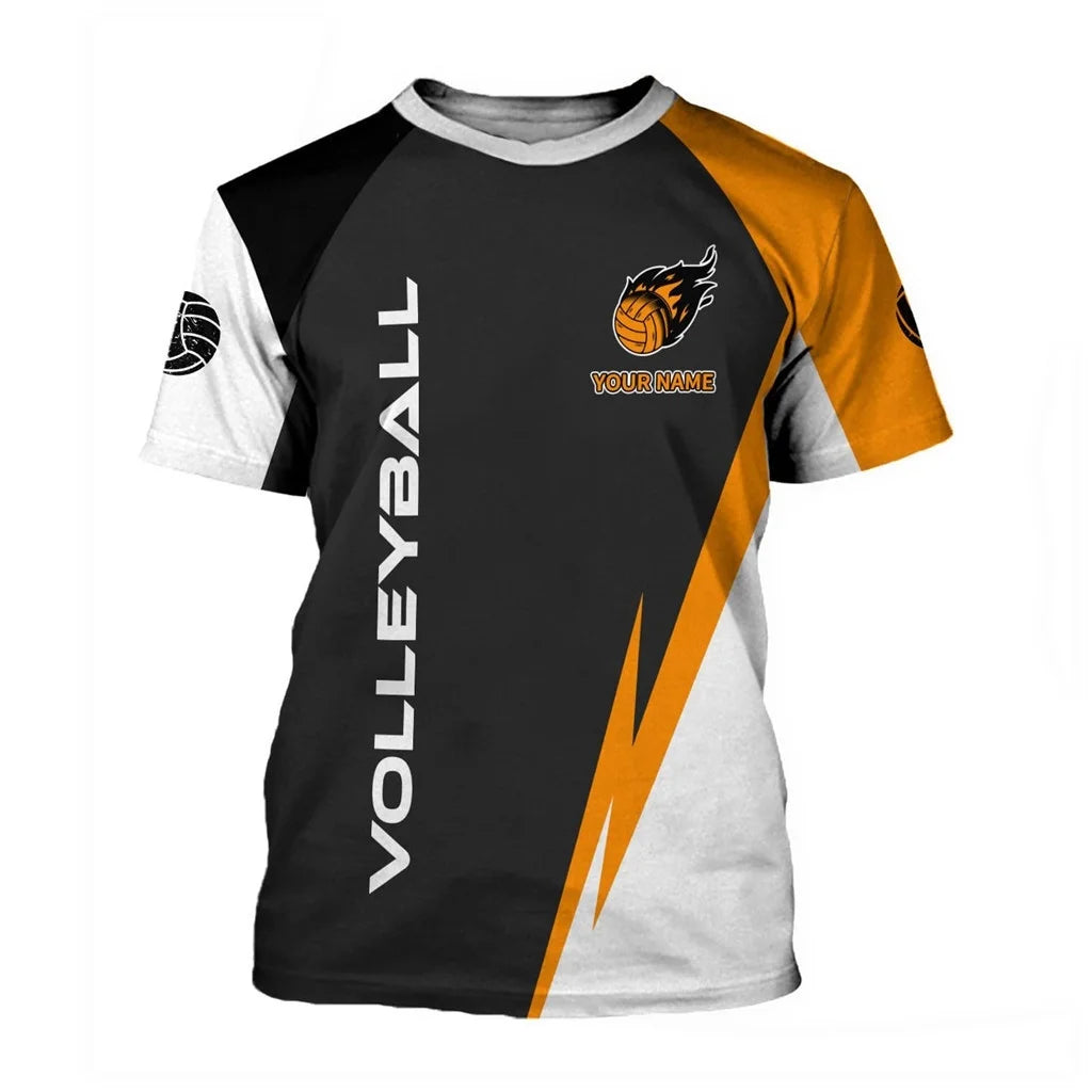 Volleyball Graphic Short Sleeve Crew Neck Sports T Shirt