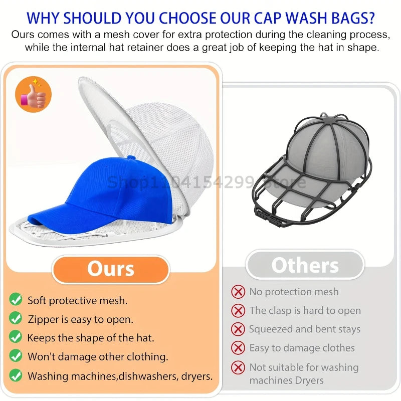 Hat Cleaner Cage for Washing Machine Hat Cleaner with Mesh Bag for Baseball Cap Non Deformed Machine Wash Protective Rack