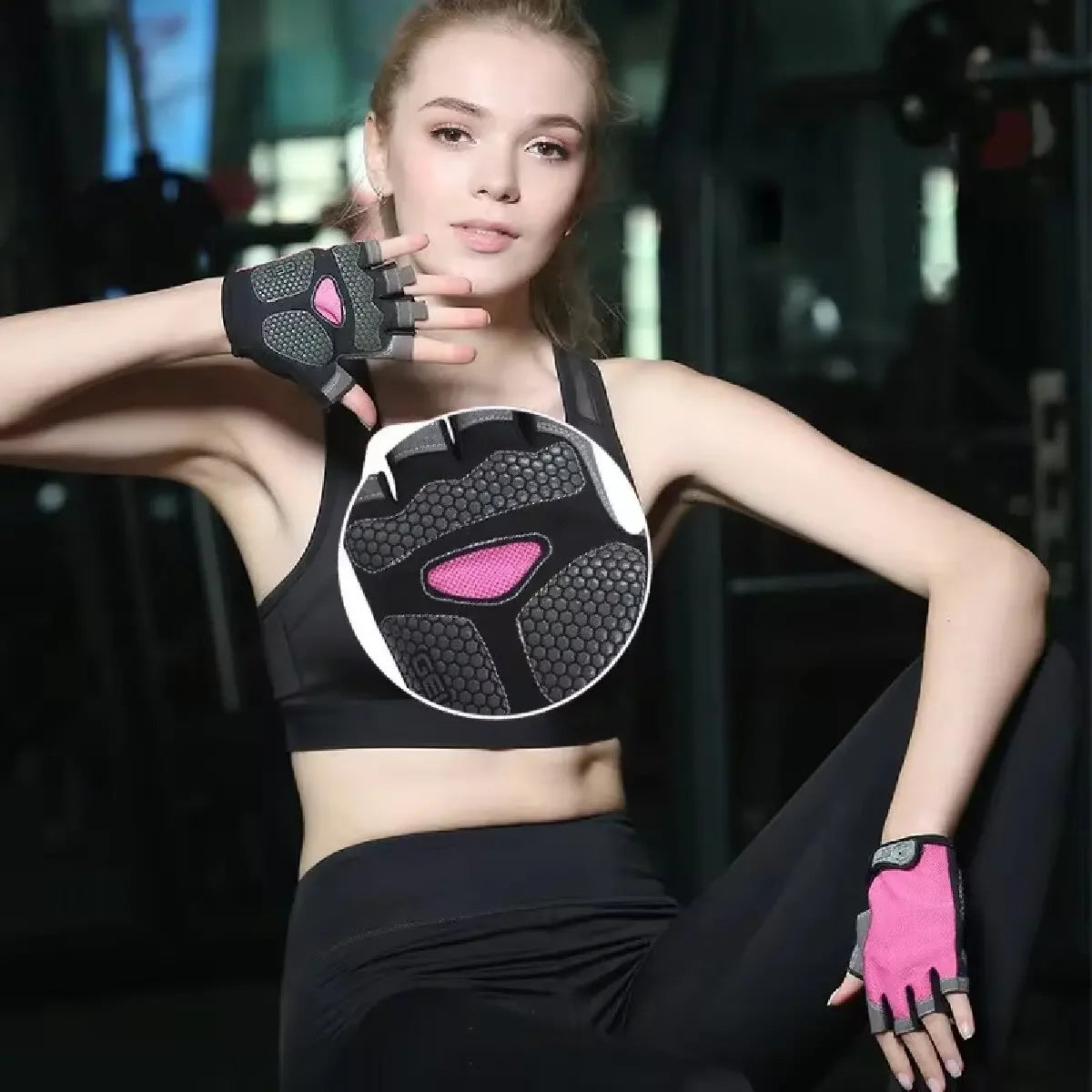 Fingerless Cycling Gloves with Adjustable Short Wrist Straps