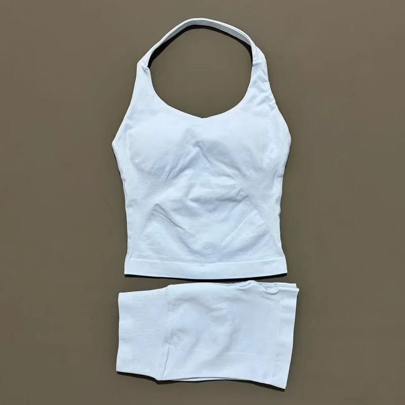 Women's Halter Tank And Shorts Yoga Set For Workout Outfits