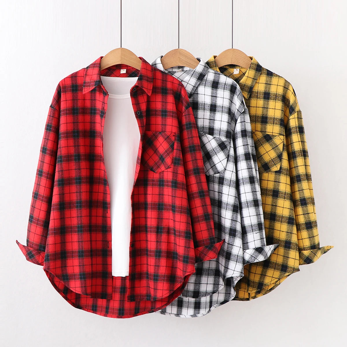 Women's Checked Collared Long Sleeve Shirt