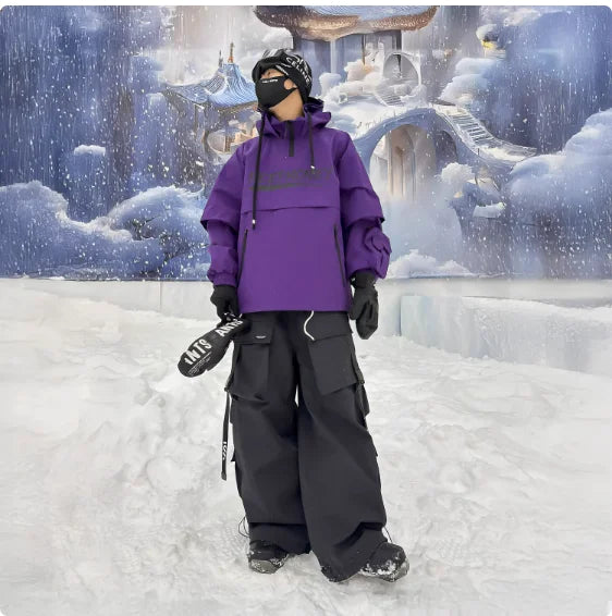 Hooded Ski Jacket and Pants Clothing Set with Style Options