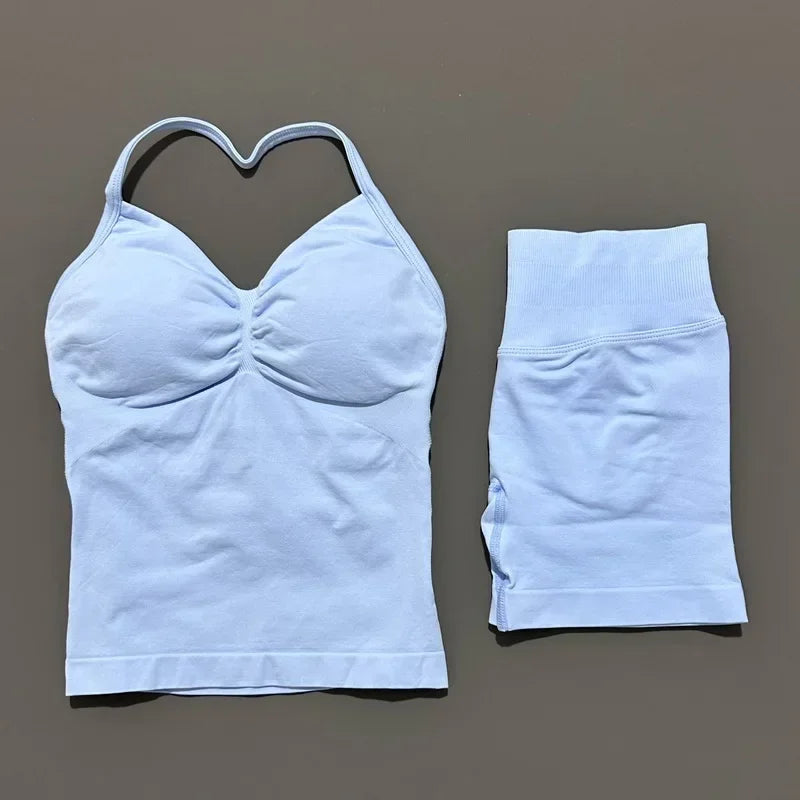 Women's Halter Tank And Shorts Yoga Set For Workout Outfits
