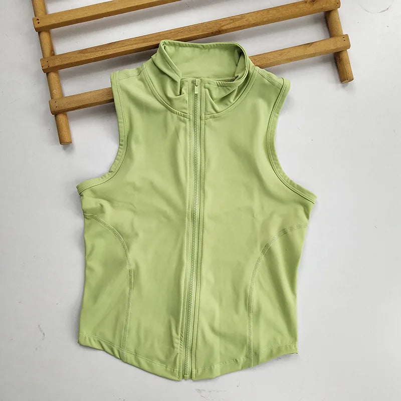 Sleeveless Full Zip Fitted Training Vest for Yoga Wear