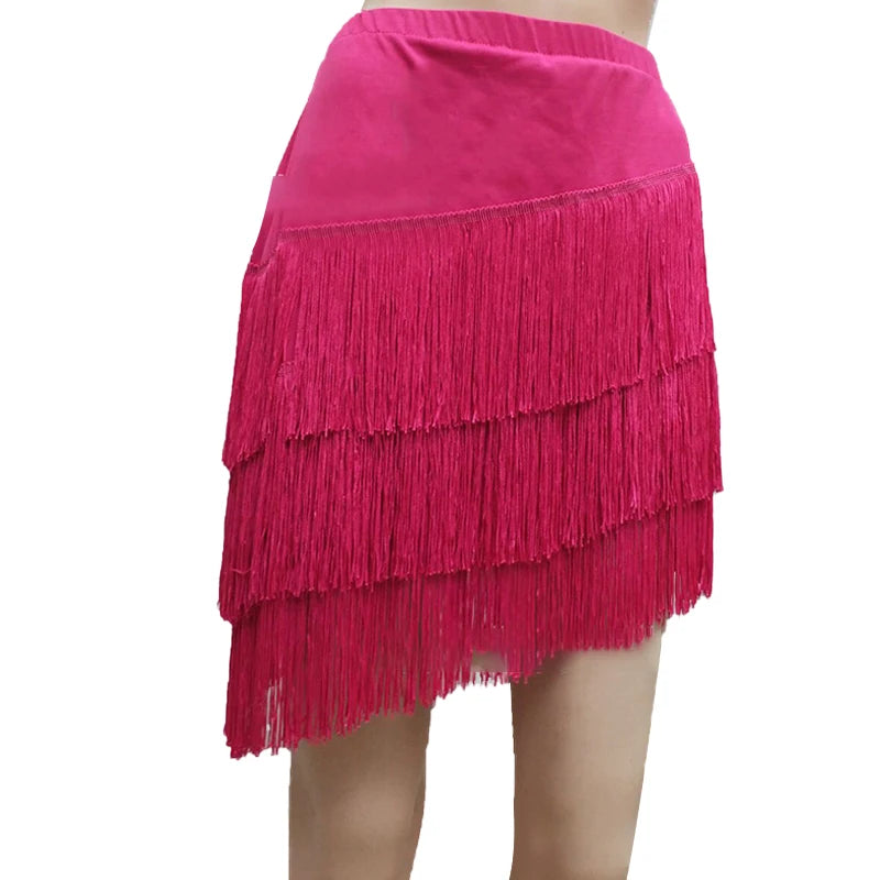 Women's Fringe Mini Latin Dance Skirt for Ballroom and Salsa Outfits