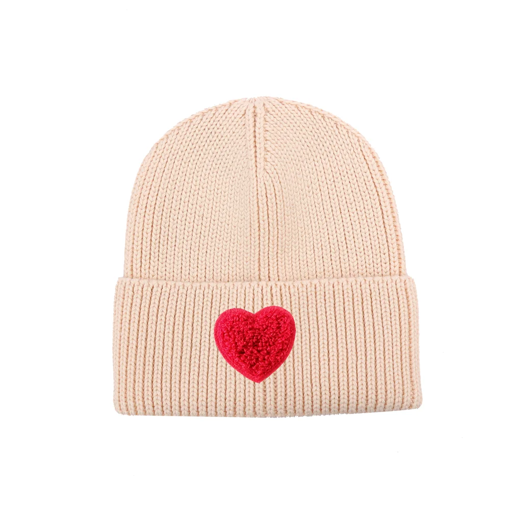 Children's Cotton Knitted Beanie with Patch Designs and Original Size Options
