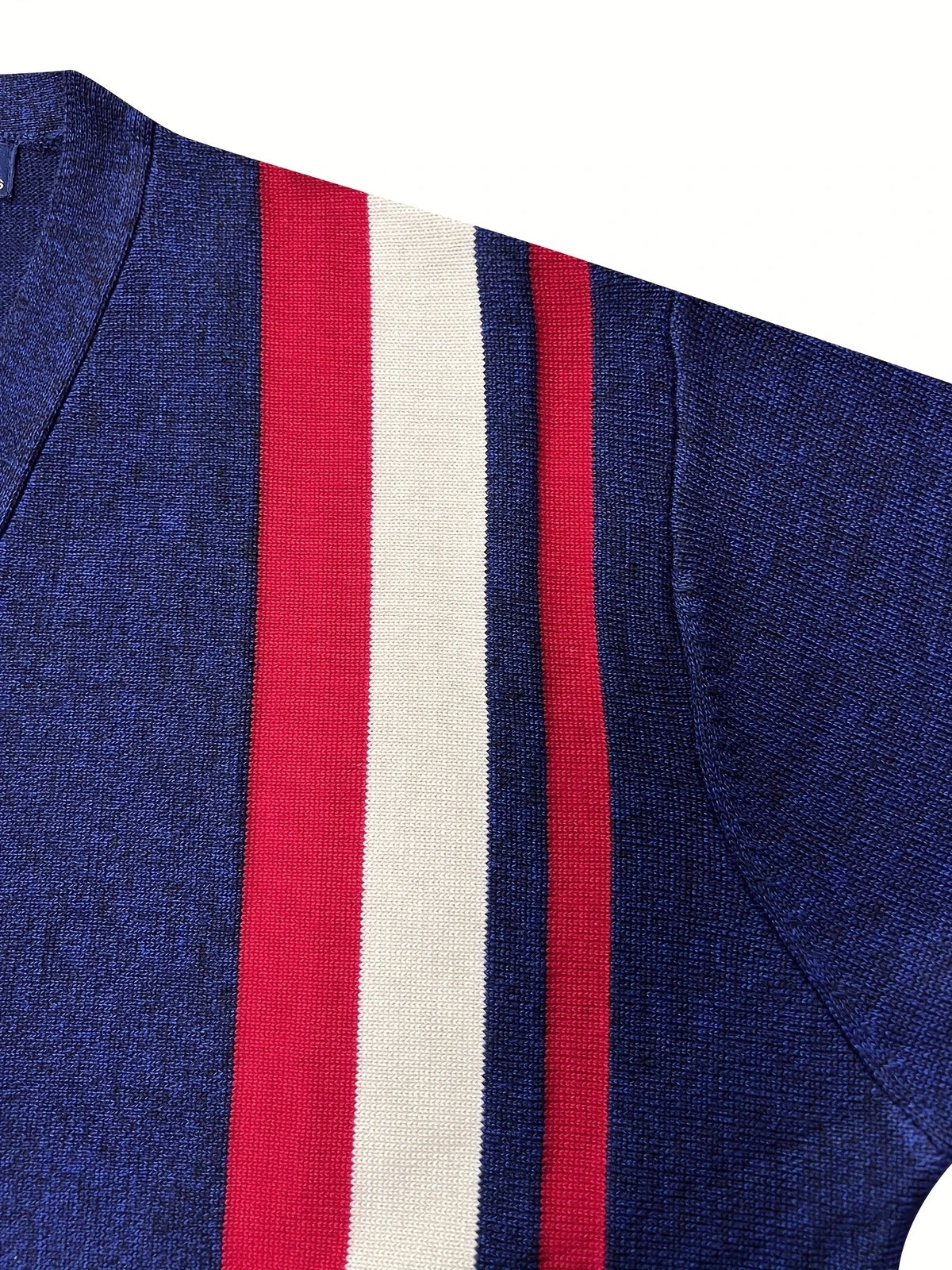 Men's Contrast Stripe Button Front Knit Cardigan