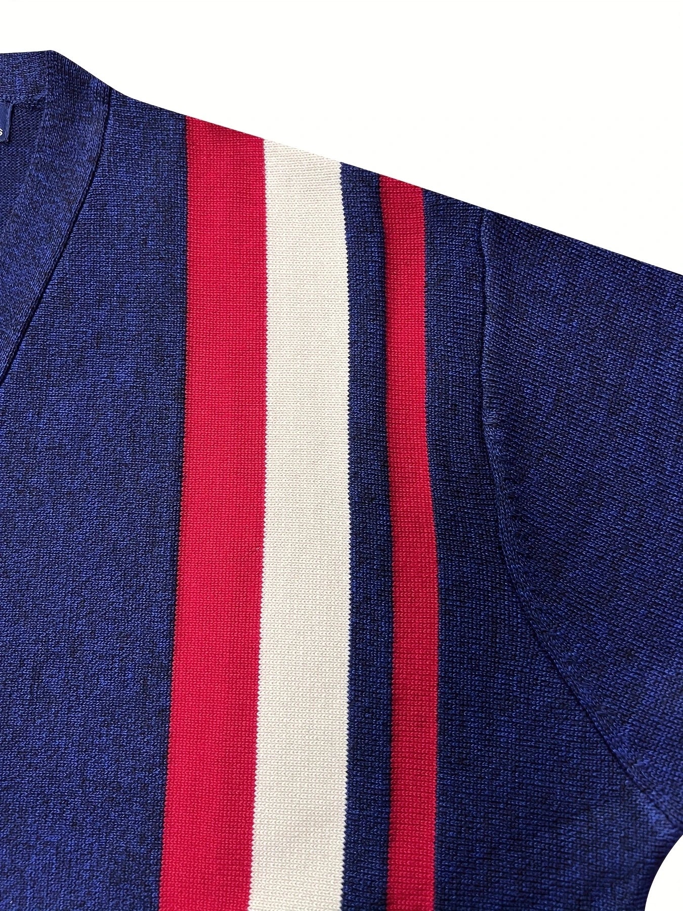 Men's Contrast Stripe Button Front Knit Cardigan