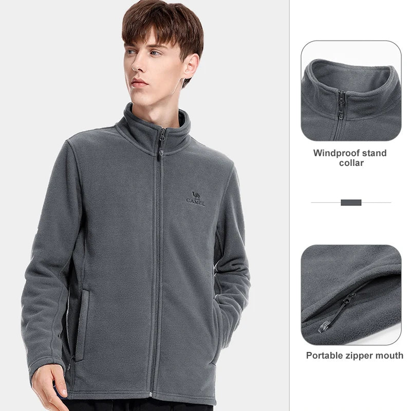 Long Sleeve Full Zip Fleece Outdoor Jacket with Pockets
