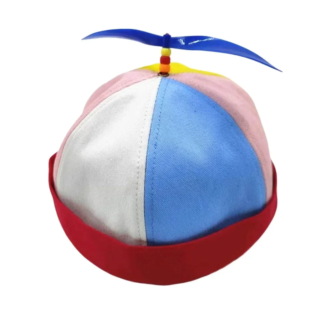 Color Block Baseball Cap with Decorative Top Propeller
