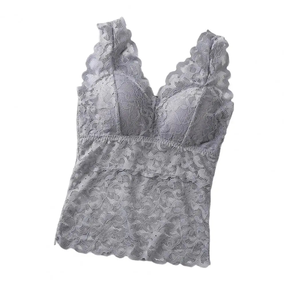 Women's Floral Lace Nylon Camisole with Wide Straps and Padded Bust