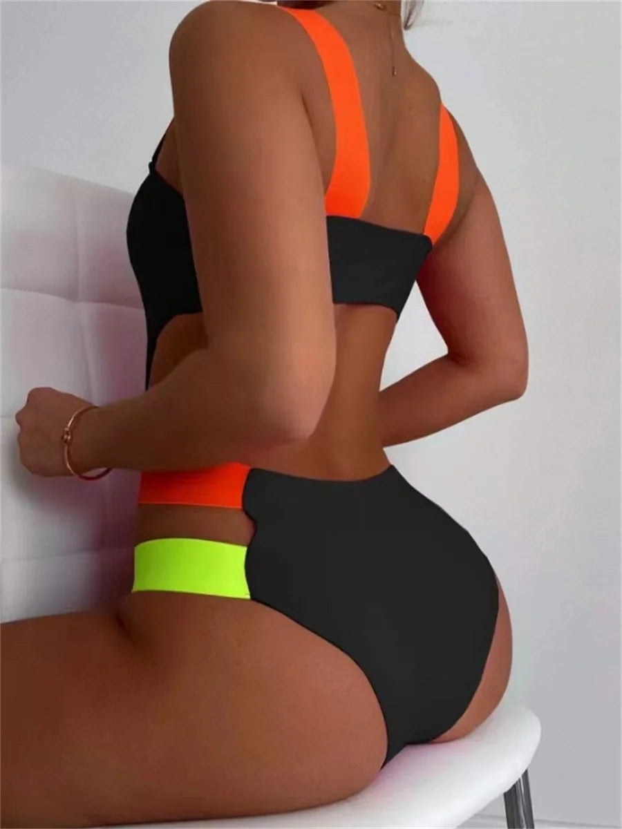 Contrast Strap Cutout One-Piece Swimsuit