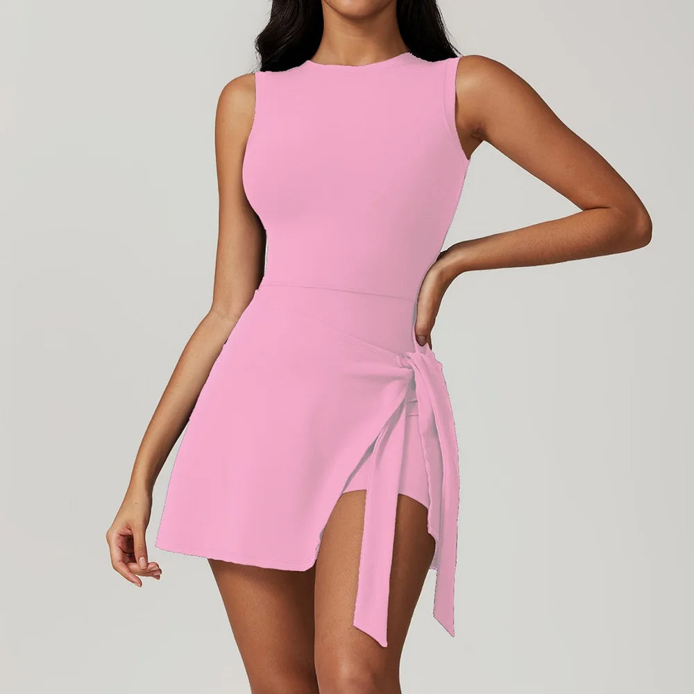 Women's Wrap-Skirt Sleeveless Tennis Dress