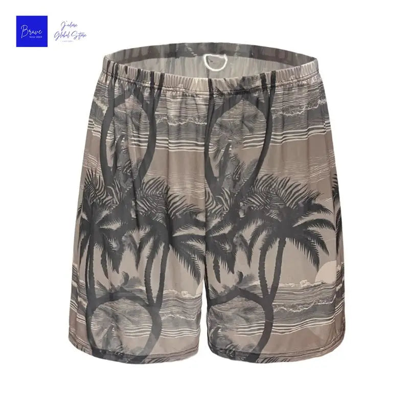 Men's Satin Look Elastic Waist Sleep Shorts with Print Options