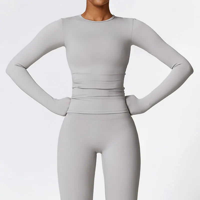 Women's Crew Neck Fitted Long Sleeve T-shirt For Workout Outfits