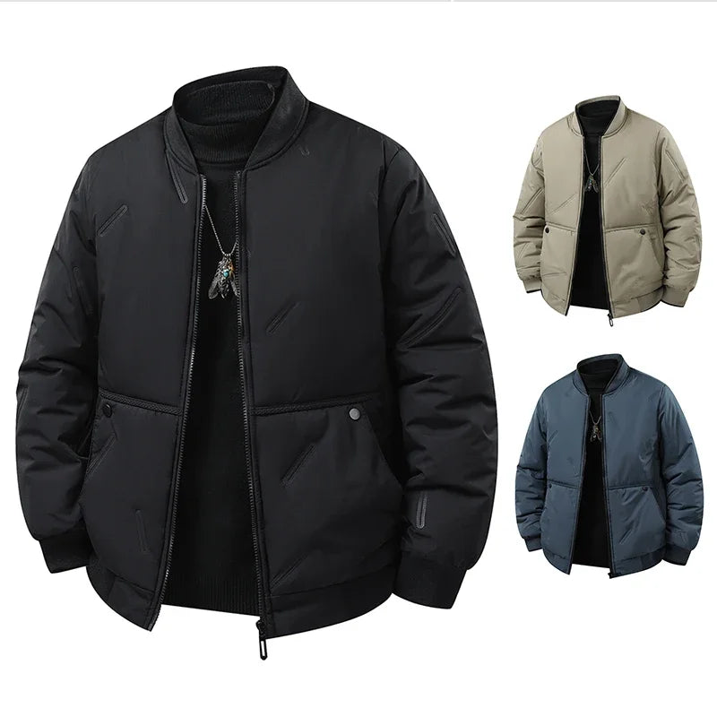 Men's Baseball-Collar Zip-Front Jacket