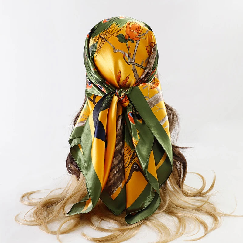 Printed Square Scarf with Ornate Paisley Pattern Options