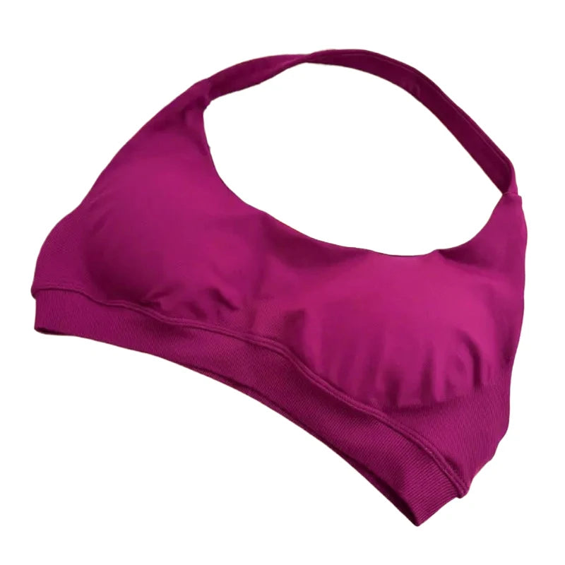 Women's Ruched Halter Neck Sports Bra