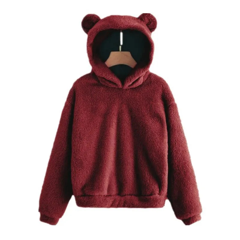 Bear Ear Long Sleeve Pullover Casual Hoodie for Layering