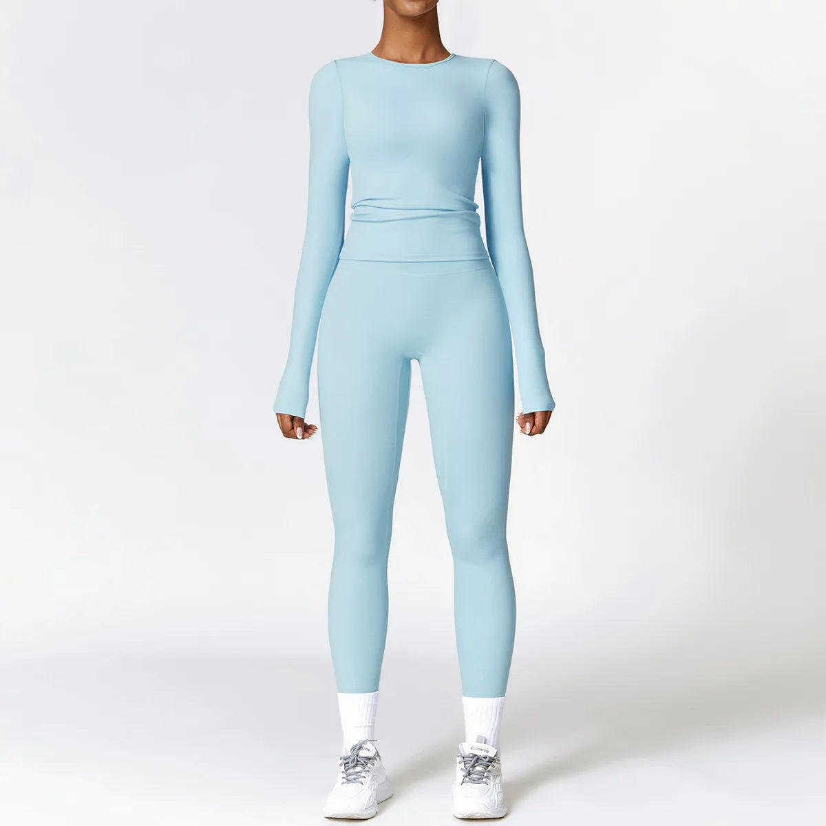 Women's Halter Or Long Sleeve Top And Bottoms Yoga Set