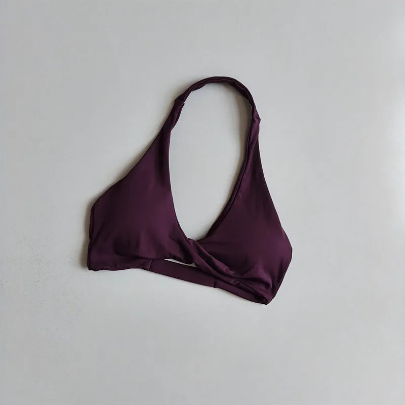 Women's Ruched Halter Neck Sports Bra