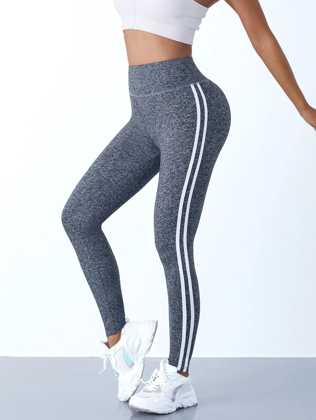 Women's Striped Full Length Leggings For Workout Outfits