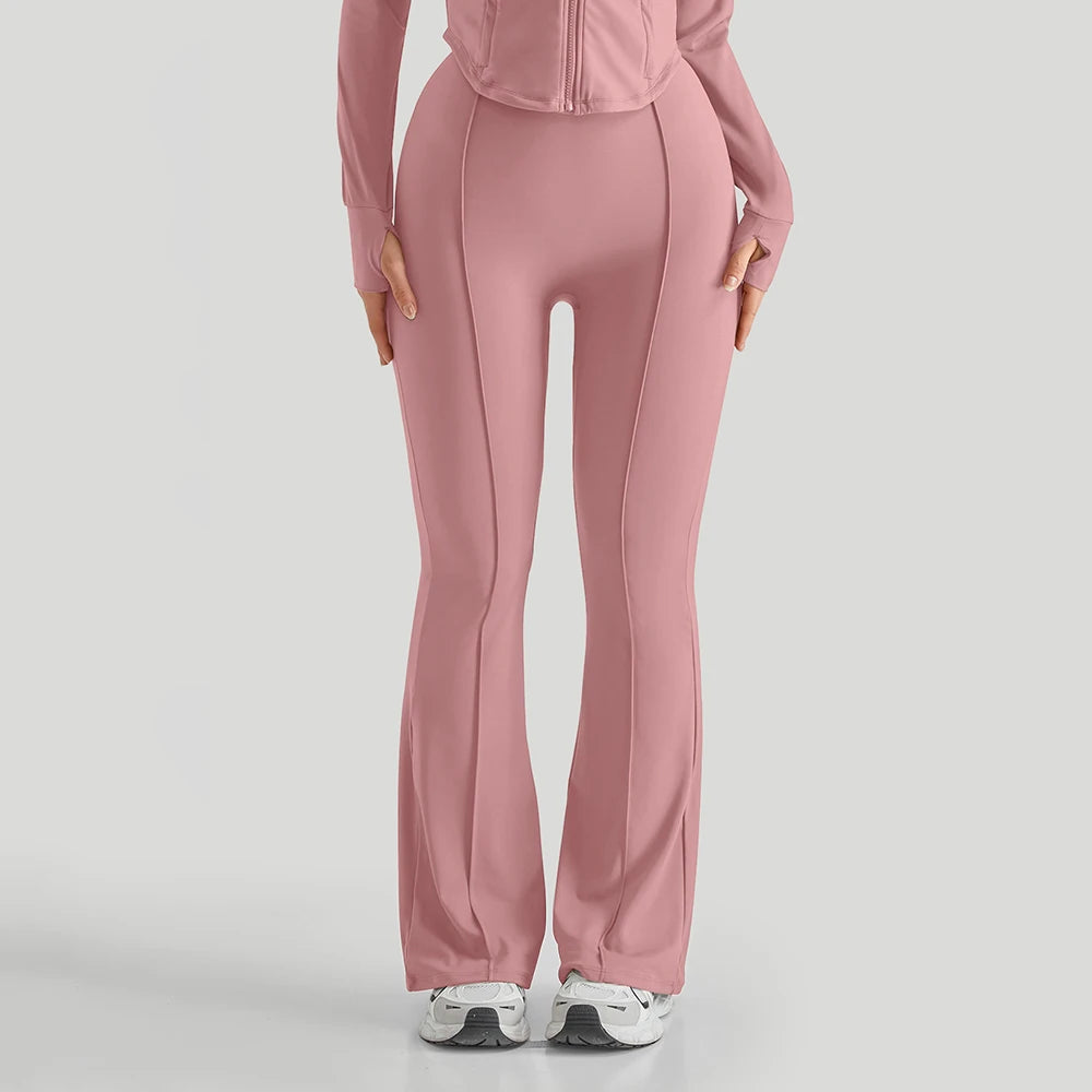 Women's High Waist Nylon Blend Flared Pants for Yoga and Dance Practice