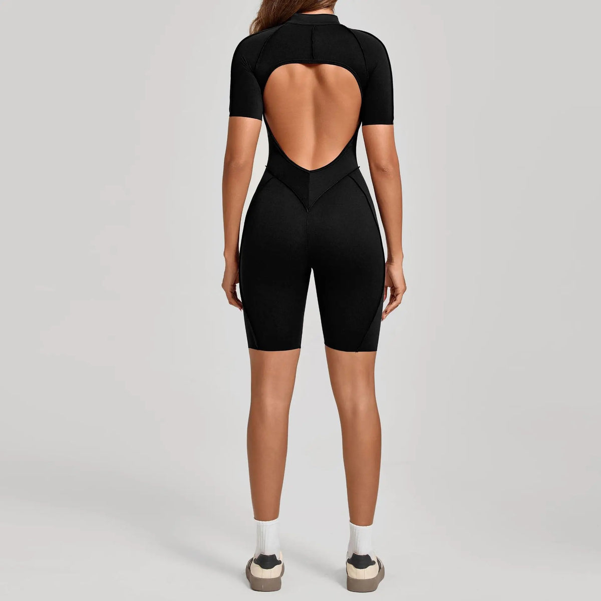 Women's Zip Front Contour Seam Workout One Piece in Long and Short Styles