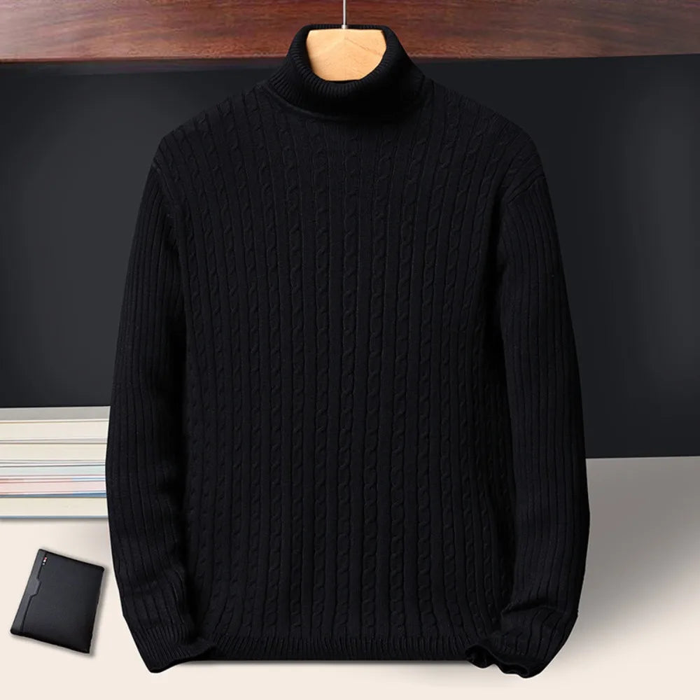 Men's Ribbed Turtleneck Long Sleeve Knit Sweater