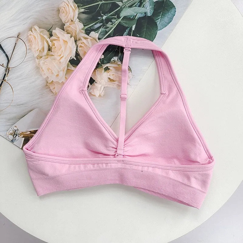Women's Ruched Halter Neck Sports Bra
