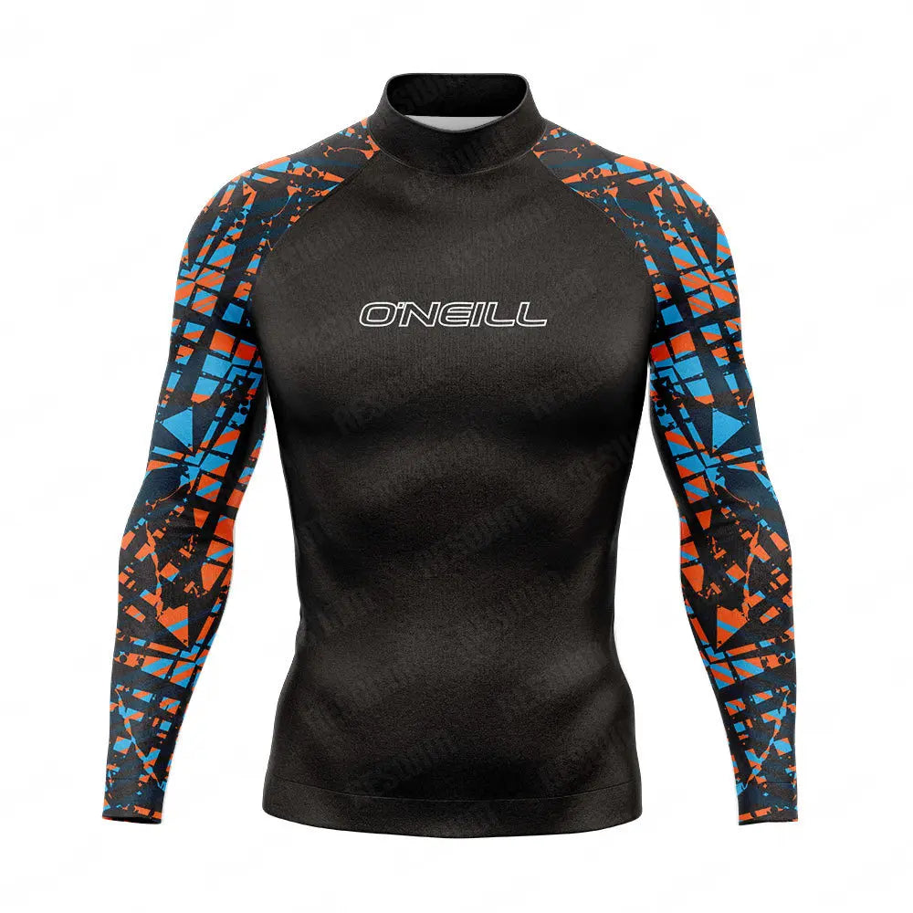 Men's Printed Long Sleeve Rash Guard Swim Top for Surfing