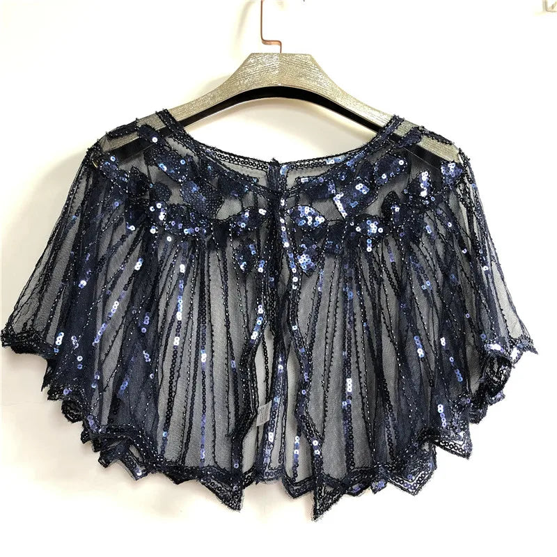 Beaded Sequin Capelet for Layering over Dresses and Tops