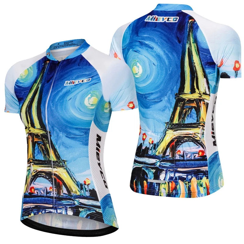 Women Short Sleeve Cycling Jersey Set Summer Bike Bib Shorts Suit